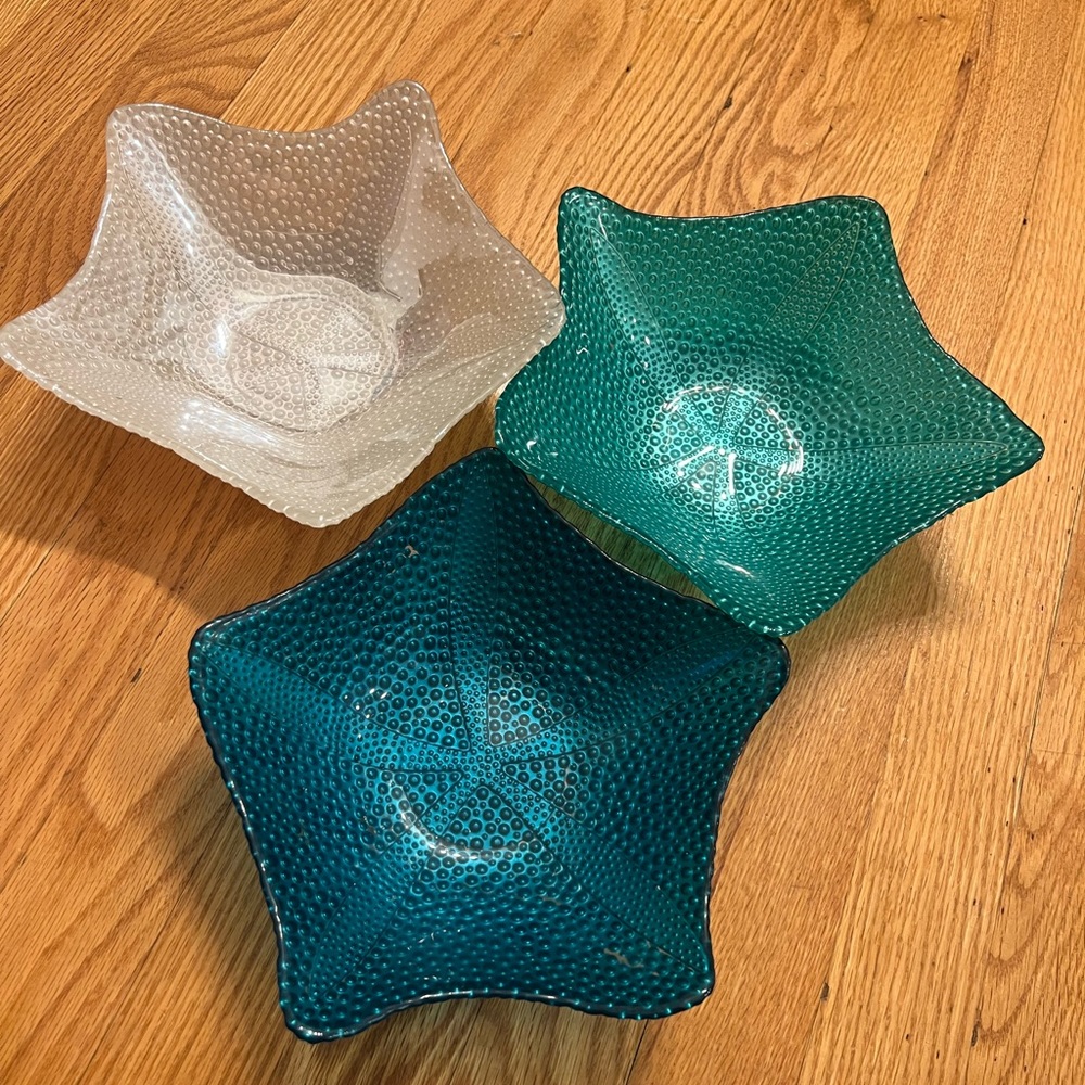 - 3 Glass starfish nautical bowl